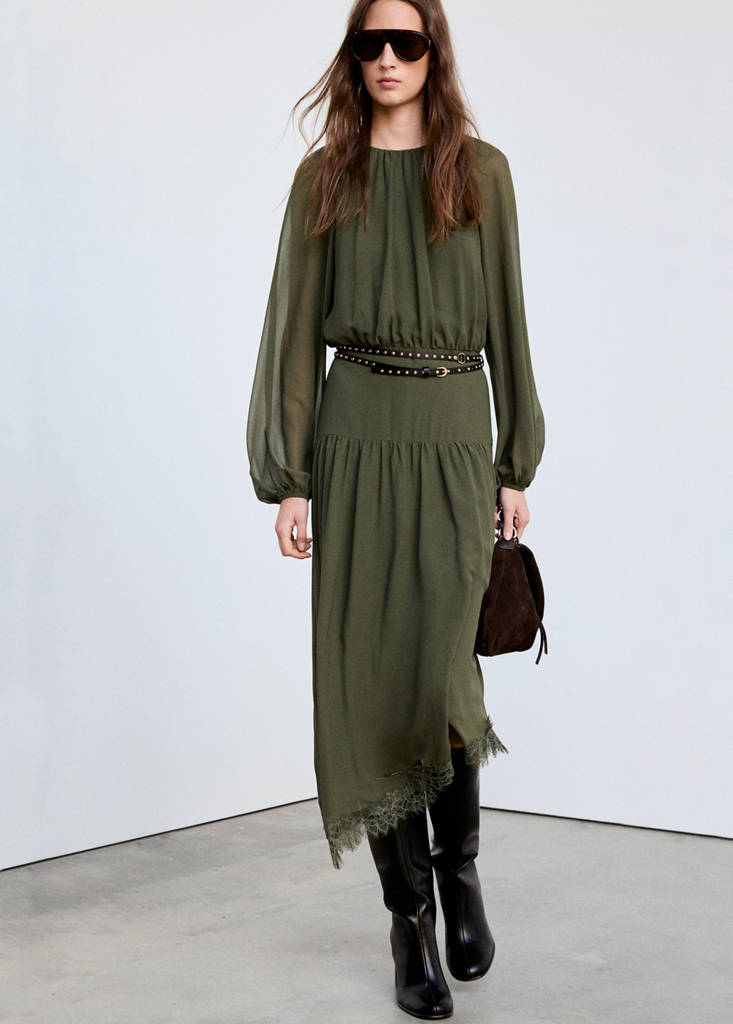 Lace dress with double low belt thumbnail 2
