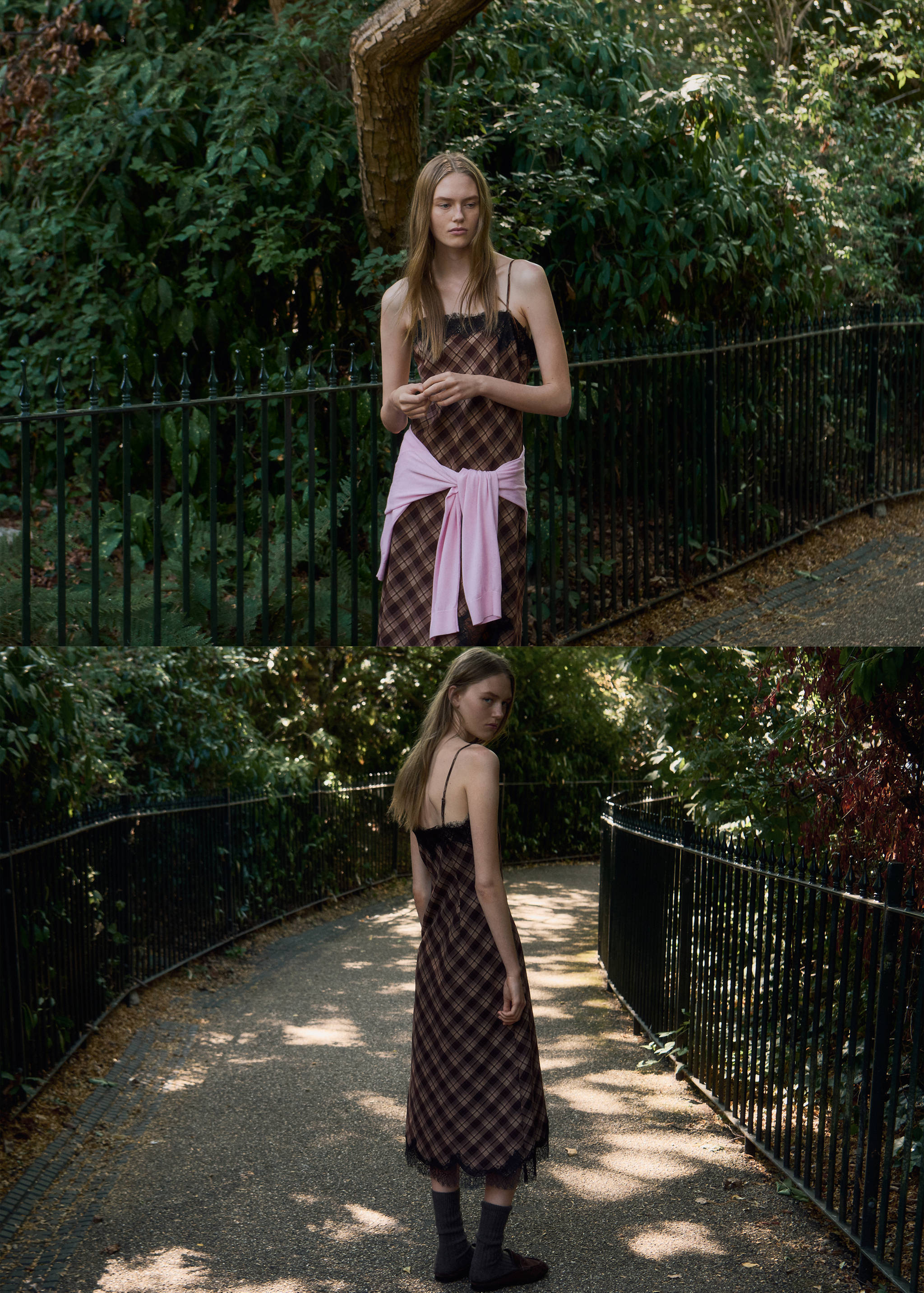 Checked dress with lace details - Details of the article 3