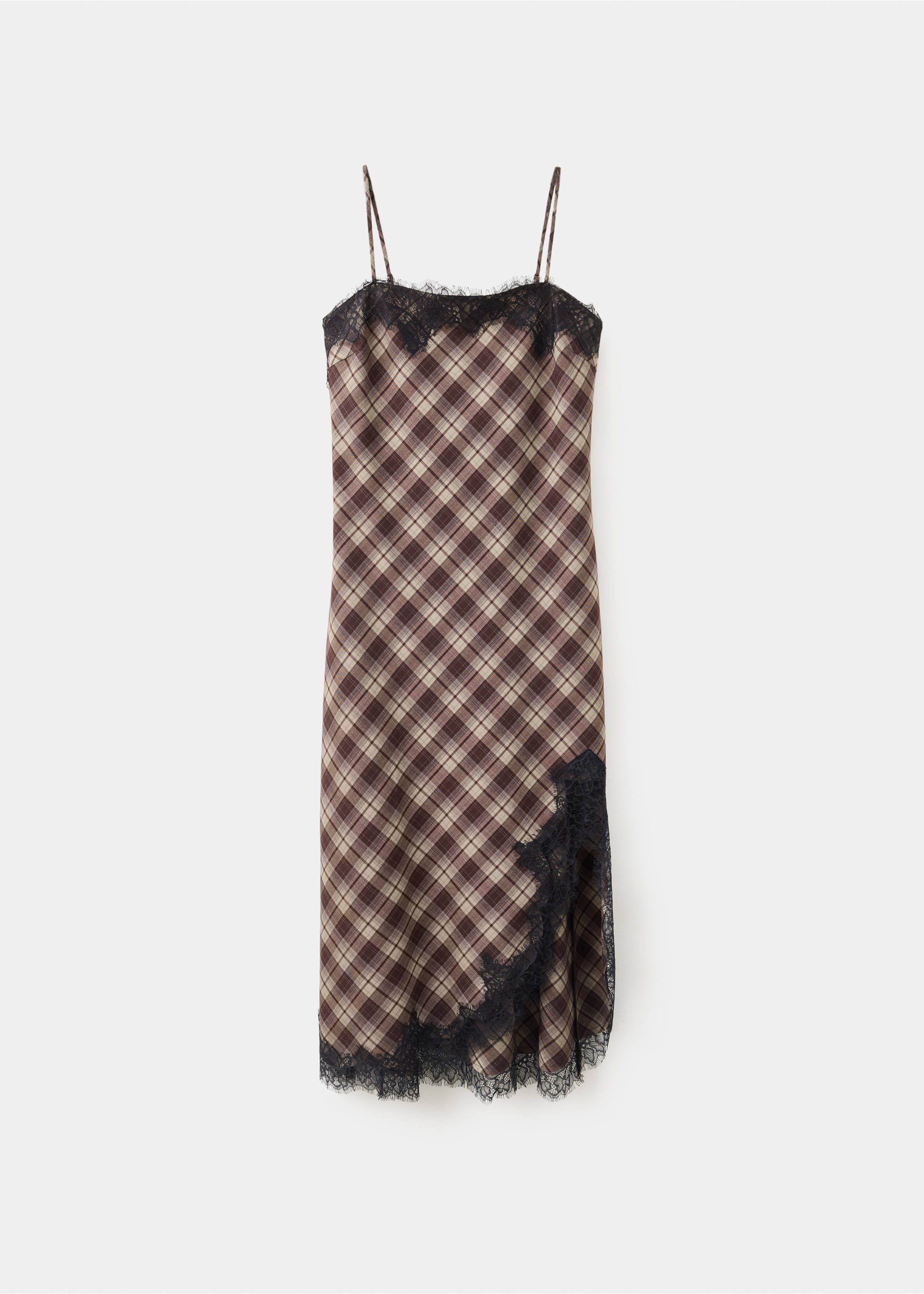 Checked dress with lace details - Article without model, Beige. Ref: 37015998-00.