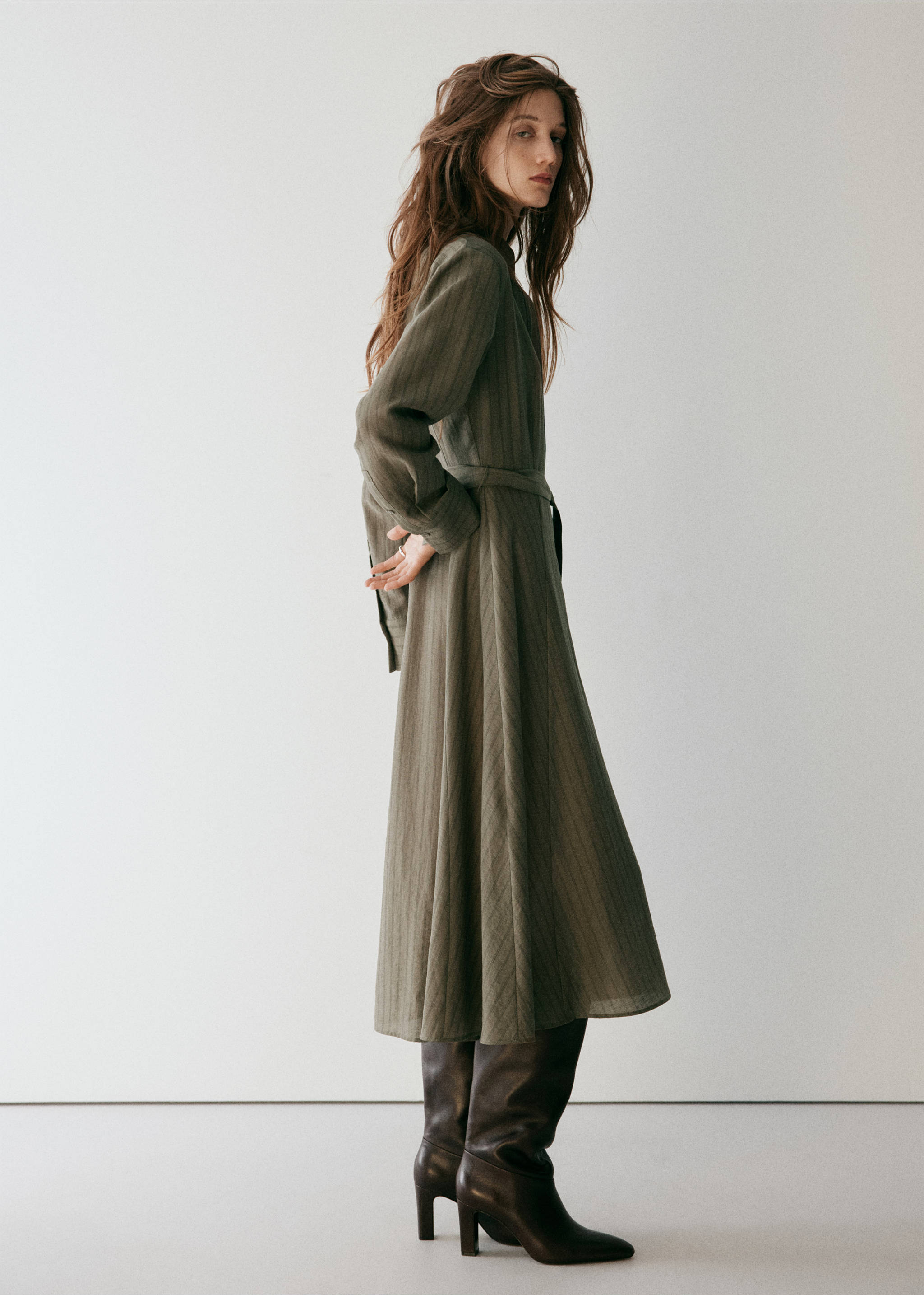 Vestido camisero raya diplomática - General plane, Khaki. Ref: 37015999-00.