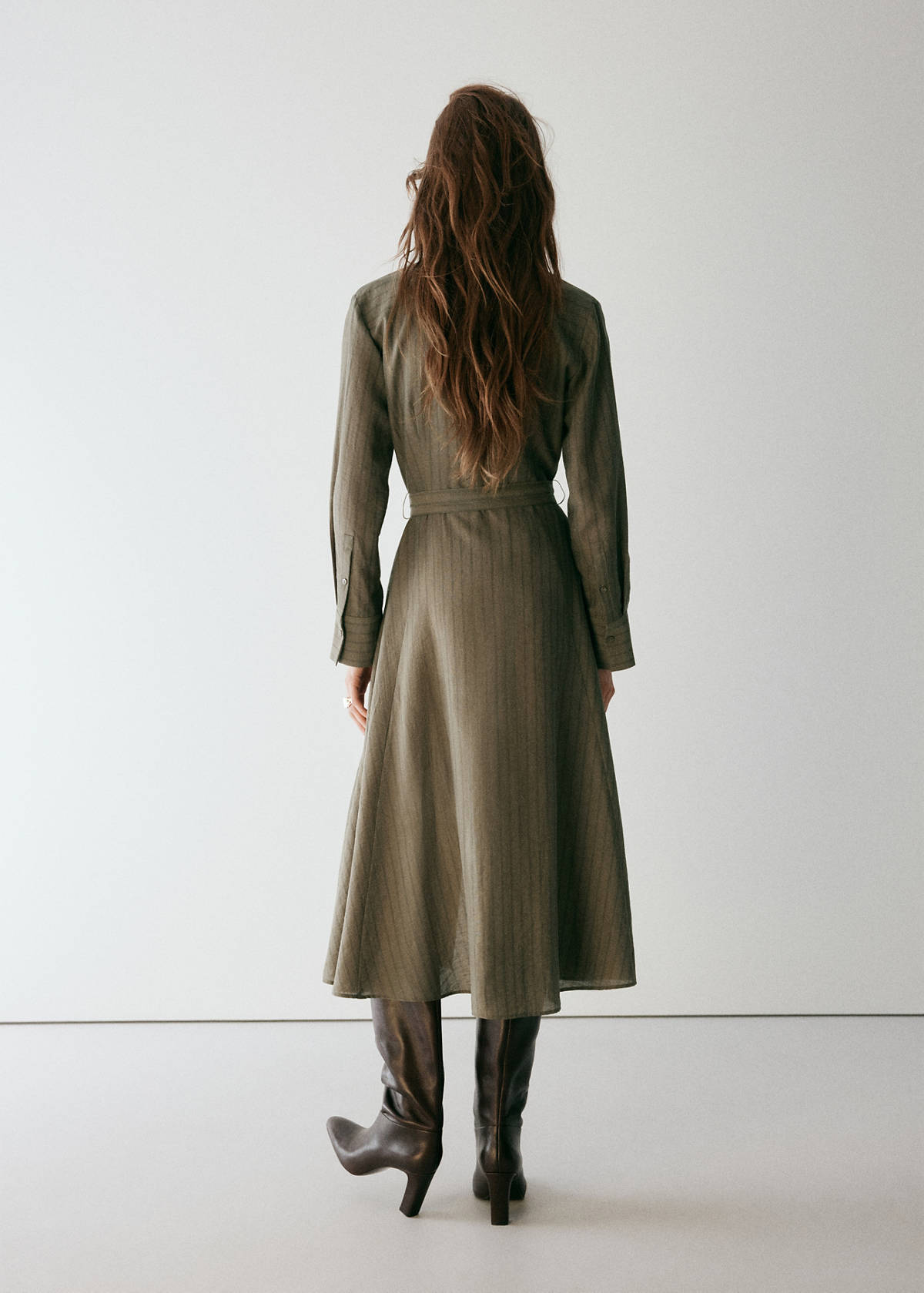 Vestido camisero raya diplomática — Khaki