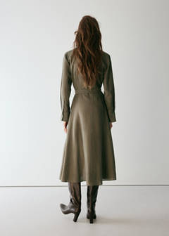 Vestido camisero raya diplomática — Khaki 3