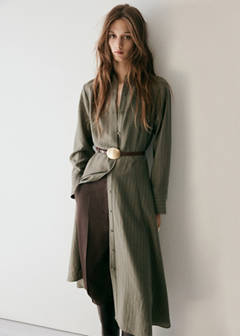 Vestido camisero raya diplomática — Khaki 5