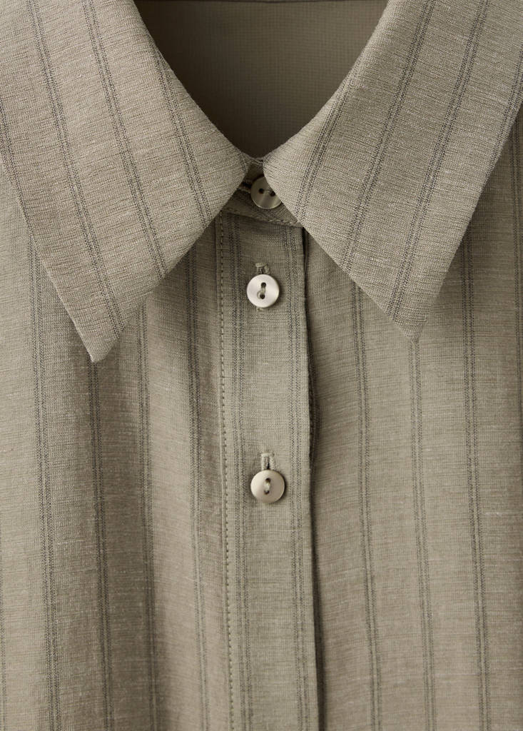 Vestido camisero raya diplomática — Khaki
