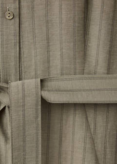 Vestido camisero raya diplomática — Khaki 8