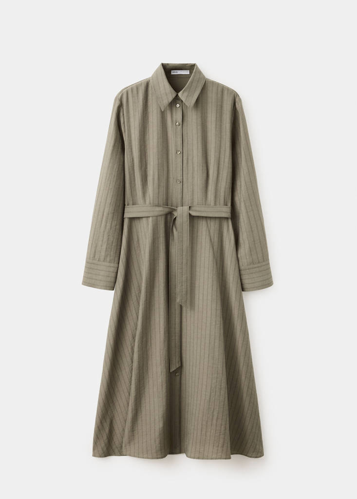 Vestido camisero raya diplomática — Khaki