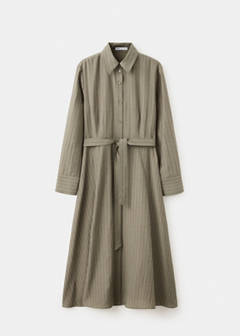 Vestido camisero raya diplomática — Khaki 6