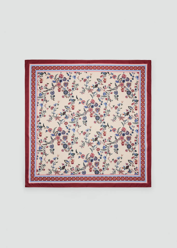 Floral print scarf — Ecru