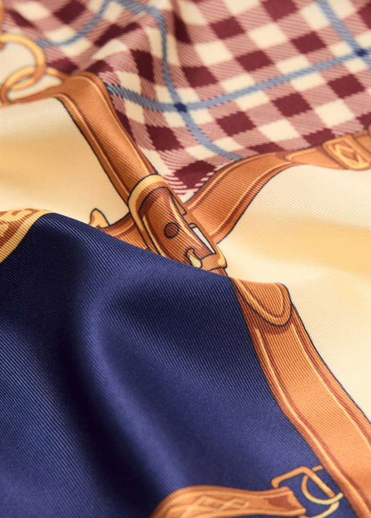 Printed diamond-pattern scarf — Blue