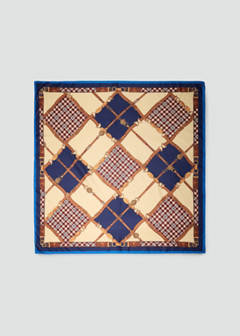 Printed diamond-pattern scarf — Blue 1