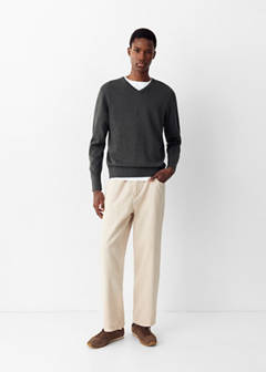 V-neck cotton sweater — Medium Heather Grey 2