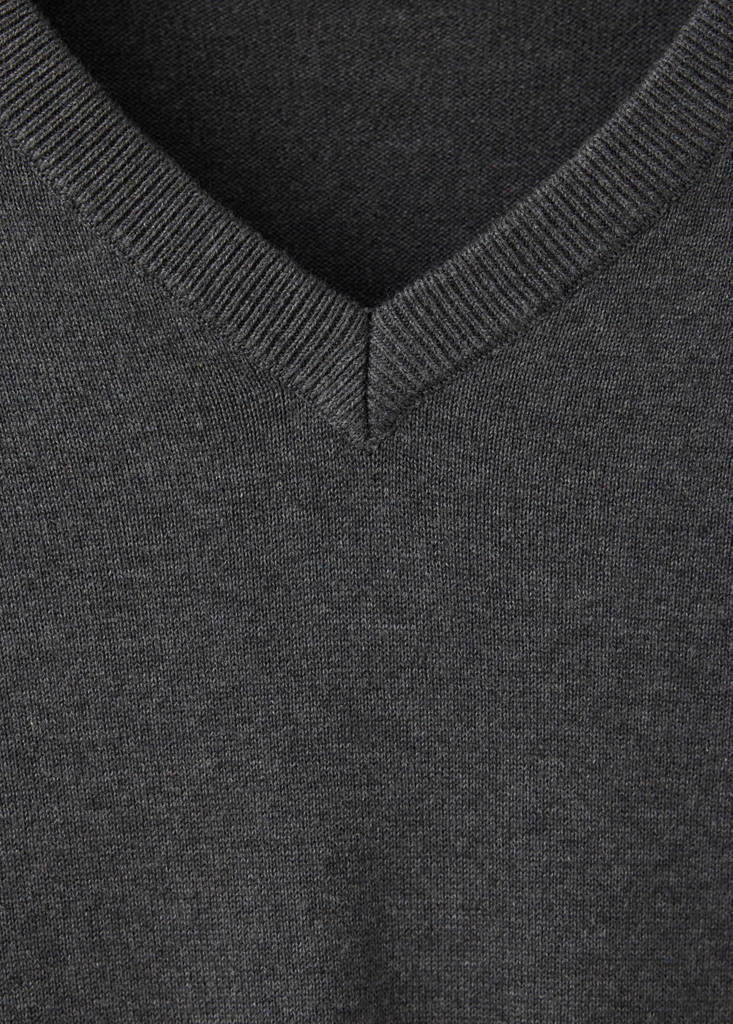 V-neck cotton sweater — Medium Heather Grey