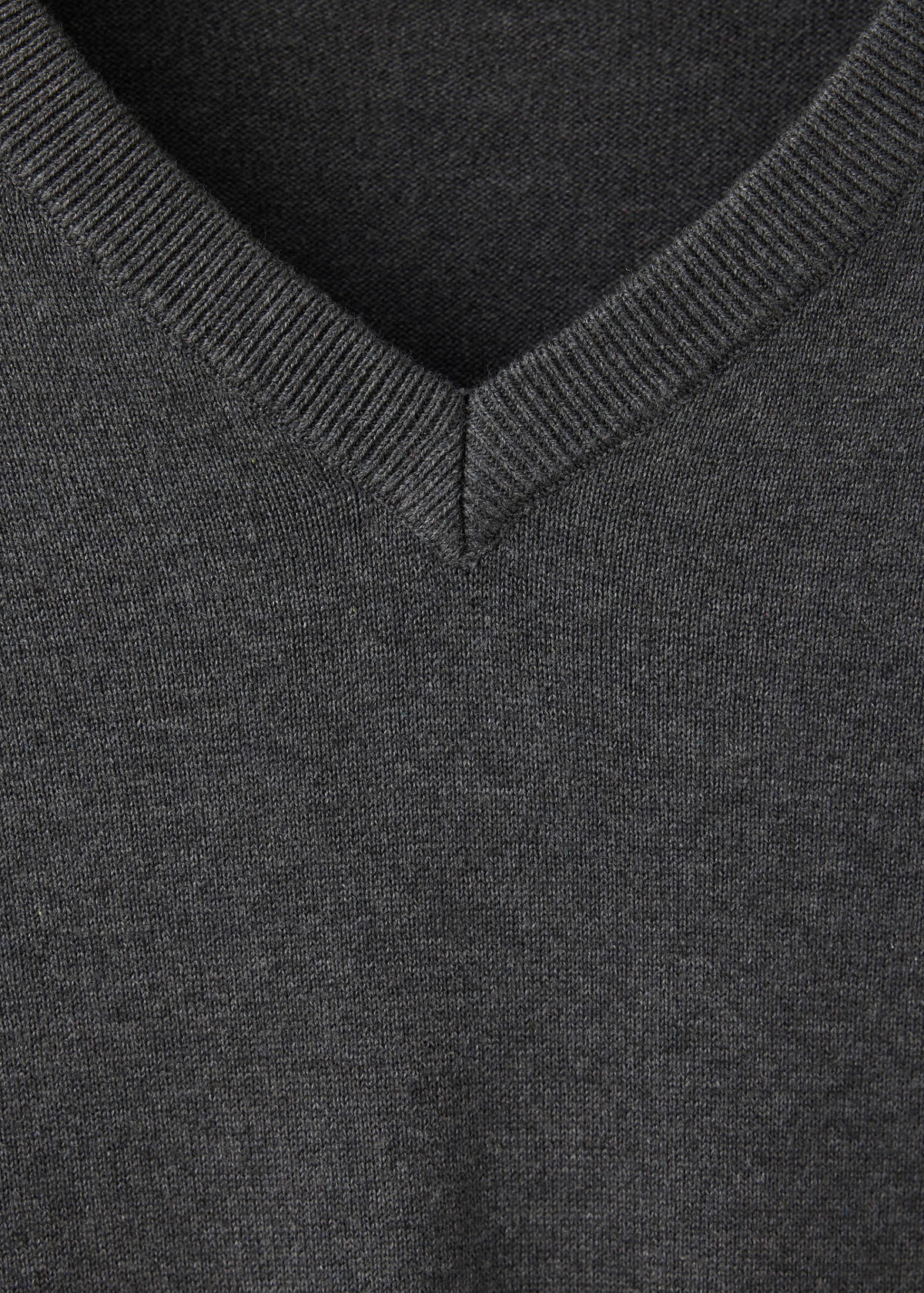 V-neck cotton sweater — Medium Heather Grey