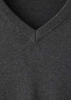 V-neck cotton sweater — Medium Heather Grey 7