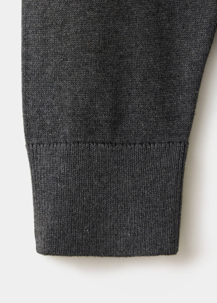 V-neck cotton sweater — Medium Heather Grey