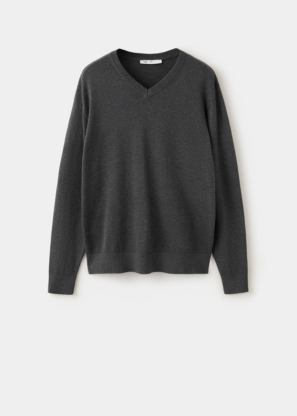 V-neck cotton sweater — Medium Heather Grey