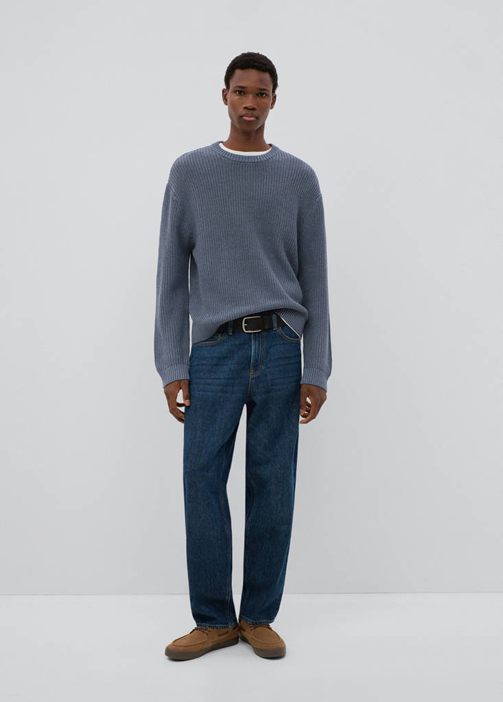 Knitted ribbed sweater — Blue