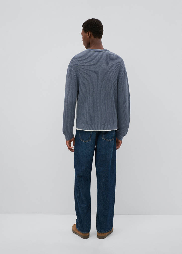 Knitted ribbed sweater — Blue