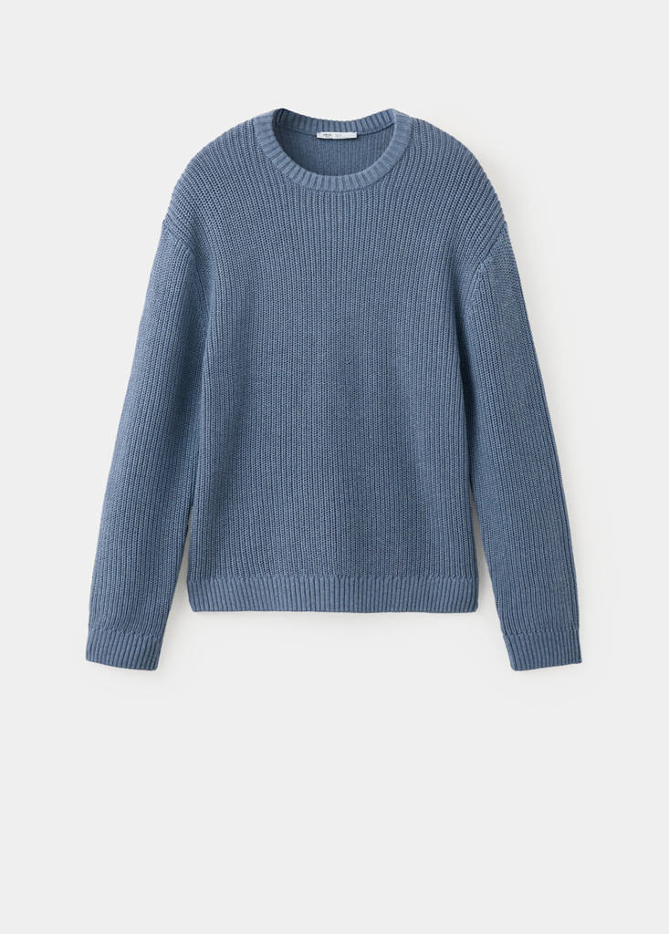 Knitted ribbed sweater — Blue
