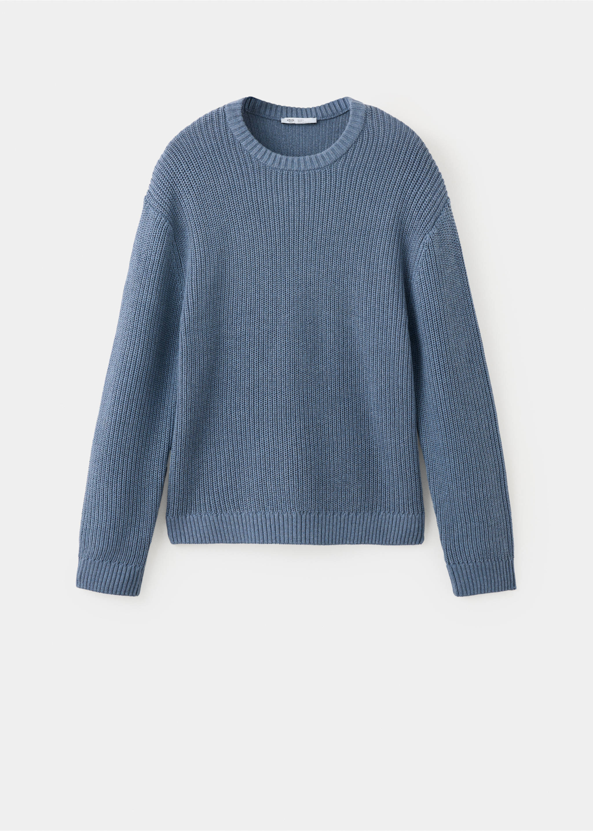Knitted ribbed sweater - Article without model, Blue. Ref: 37016007-00.