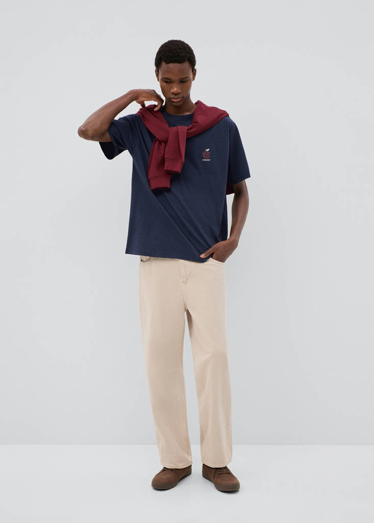 Printed cotton-blend t-shirt