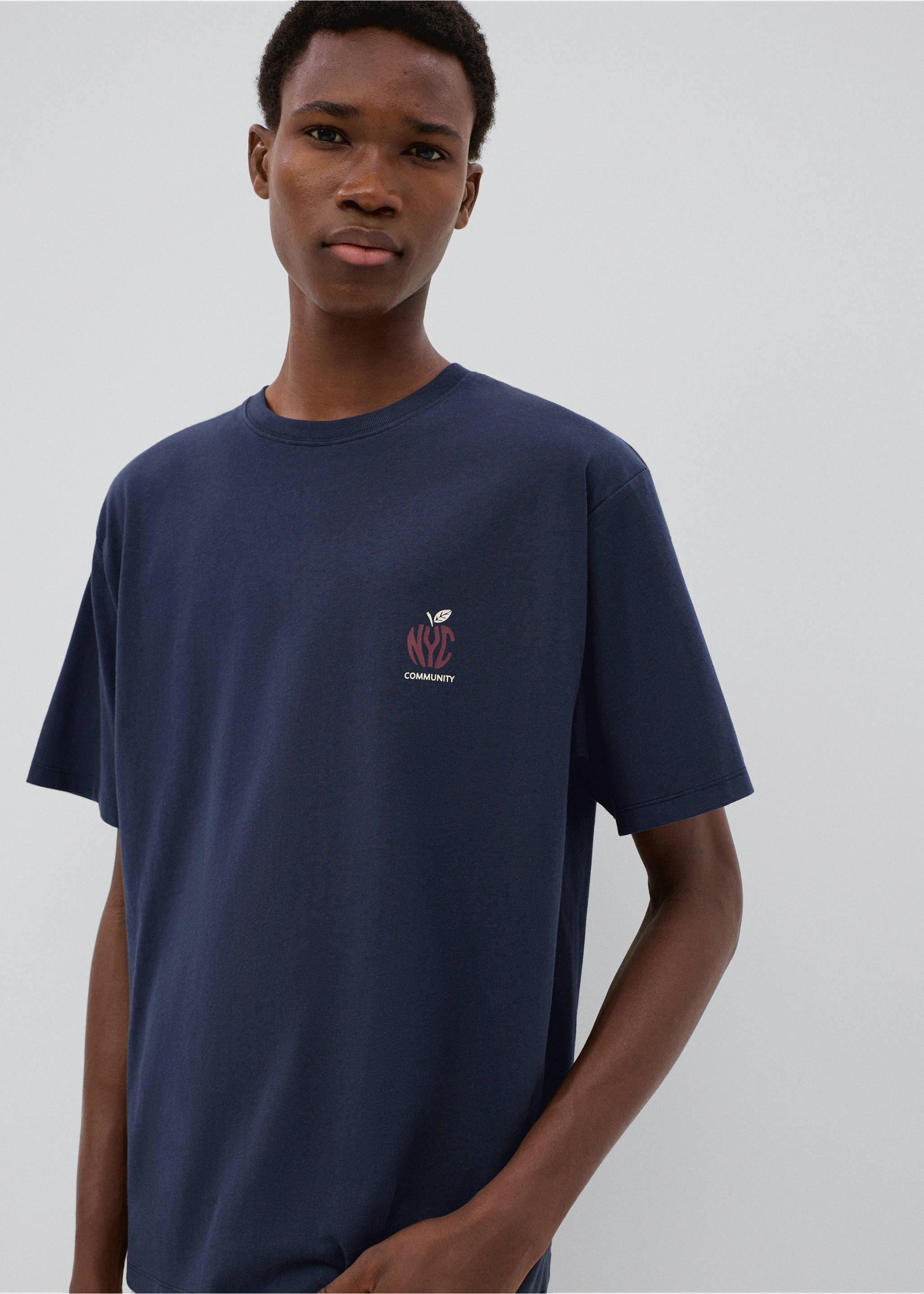 Cotton T-shirt with NYC graphic print - Medium plane, Navy. Ref: 37016008-00.