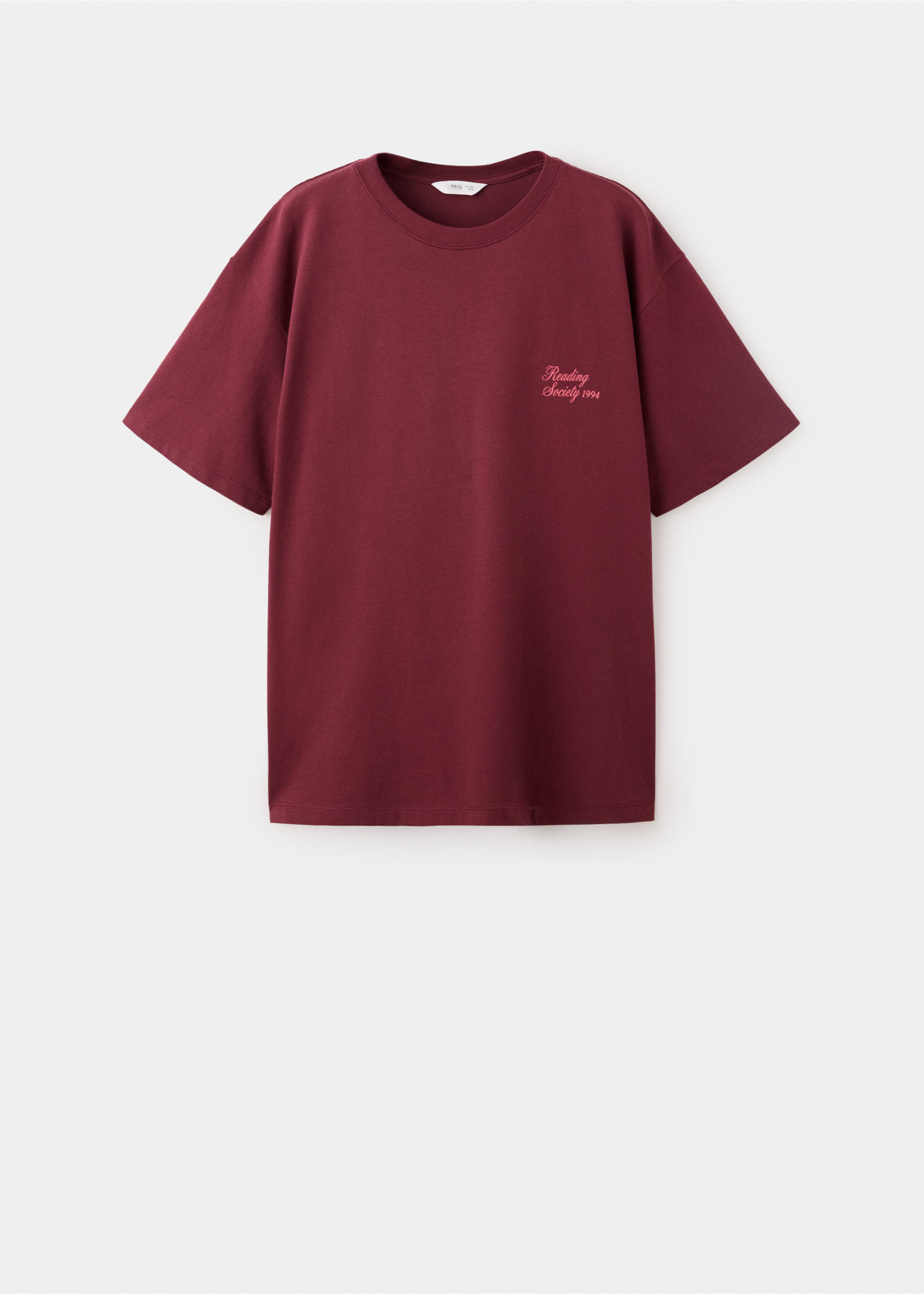 Printed cotton-blend t-shirt - Article without model, Burgundy. Ref: 37016009-00.