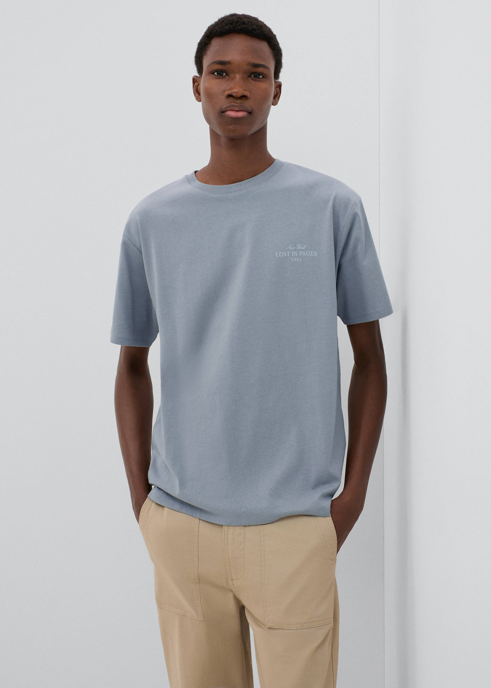 Printed cotton-blend t-shirt - Medium plane