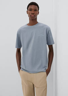 Printed cotton-blend t-shirt — Blue 1
