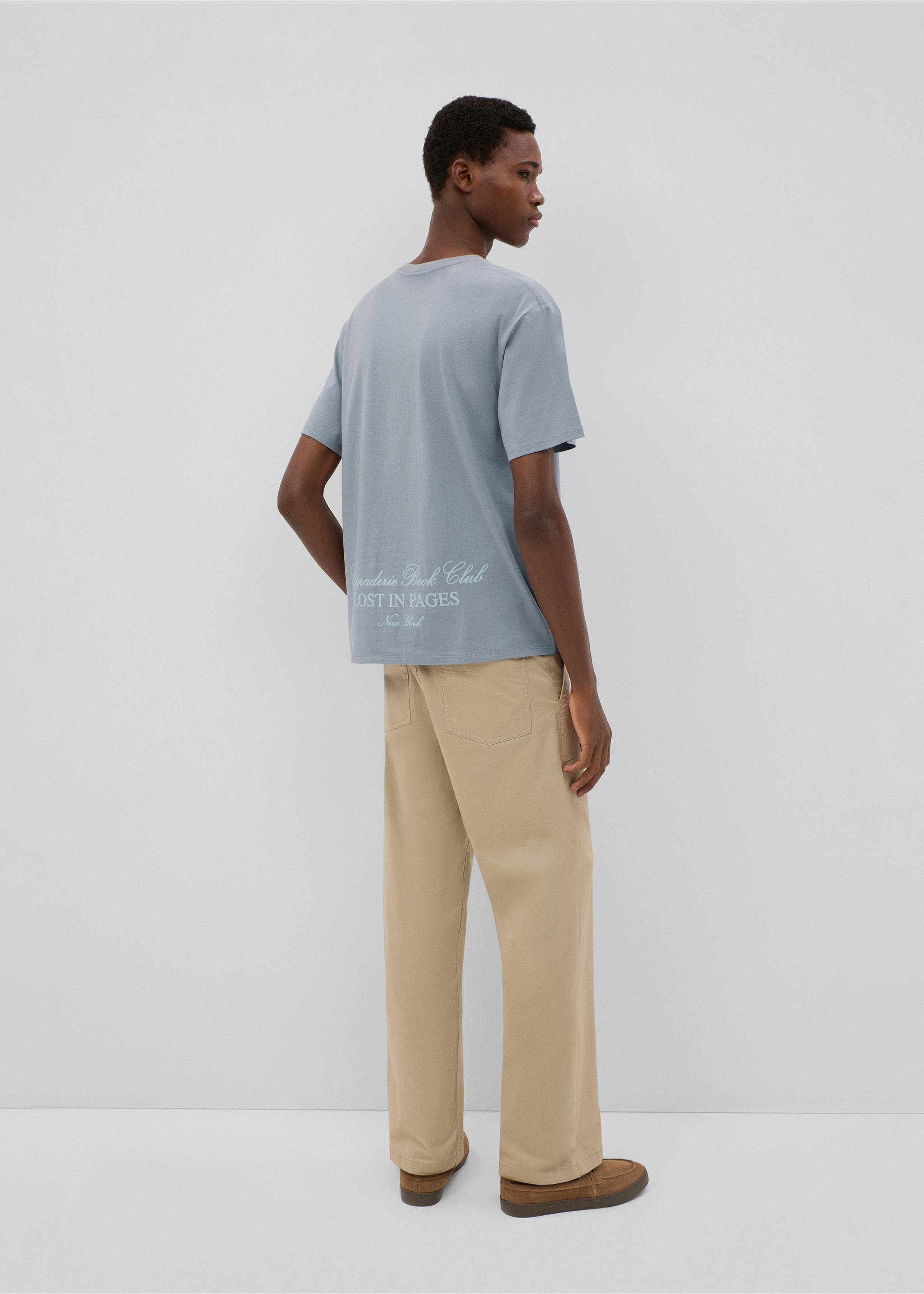 Printed cotton-blend t-shirt - Reverse of the article, Blue. Ref: 37016010-00.