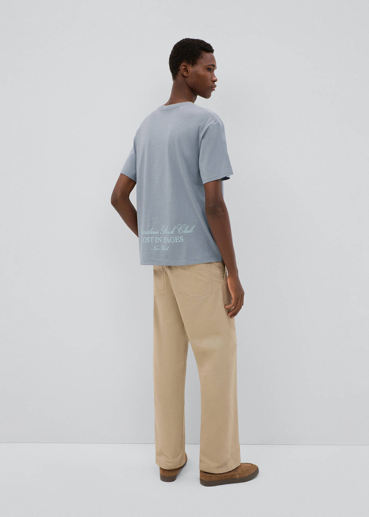 Printed cotton-blend t-shirt — Blue