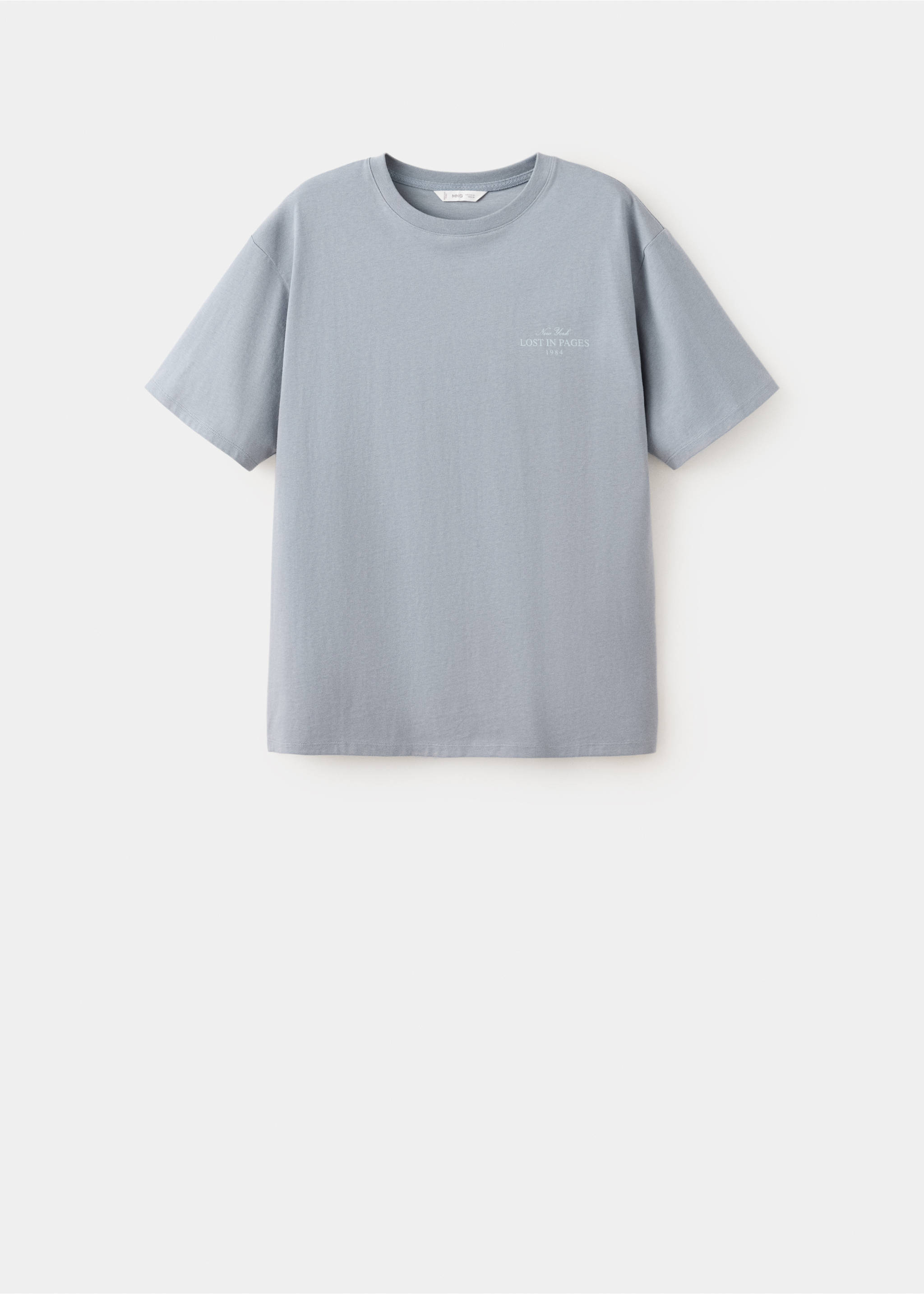 Printed cotton-blend t-shirt - Article without model, Blue. Ref: 37016010-00.
