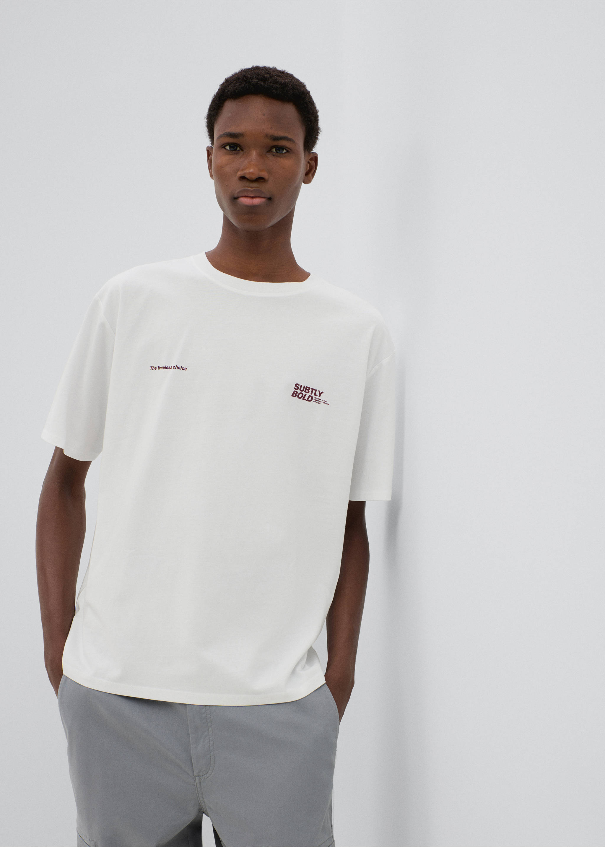Cotton T-shirt with graphic print - Medium plane, Off White. Ref: 37016011-00.