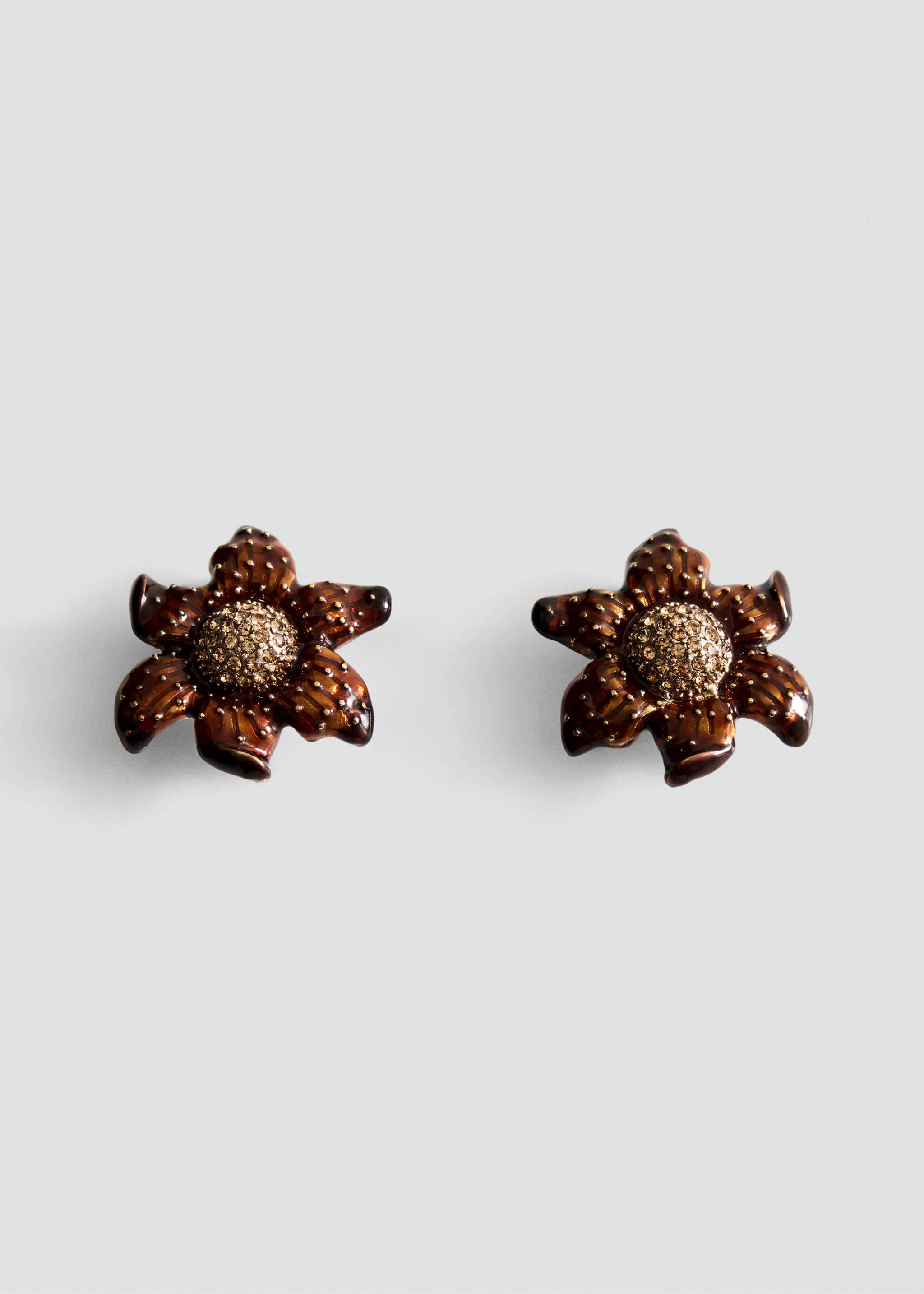 Embossed flower earrings - Article without model, Gold. Ref: 37016012-00.