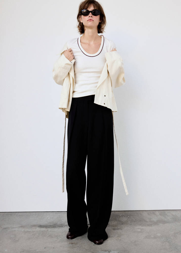 Ribbed t-shirt with piping — White