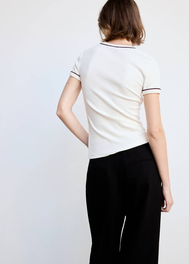 Ribbed t-shirt with piping — White