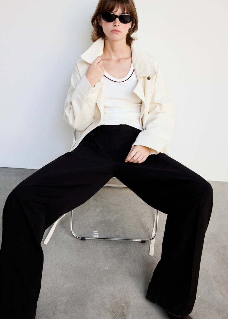 Ribbed t-shirt with piping — White