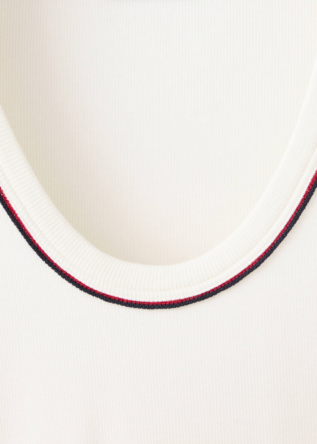 Ribbed t-shirt with piping — White