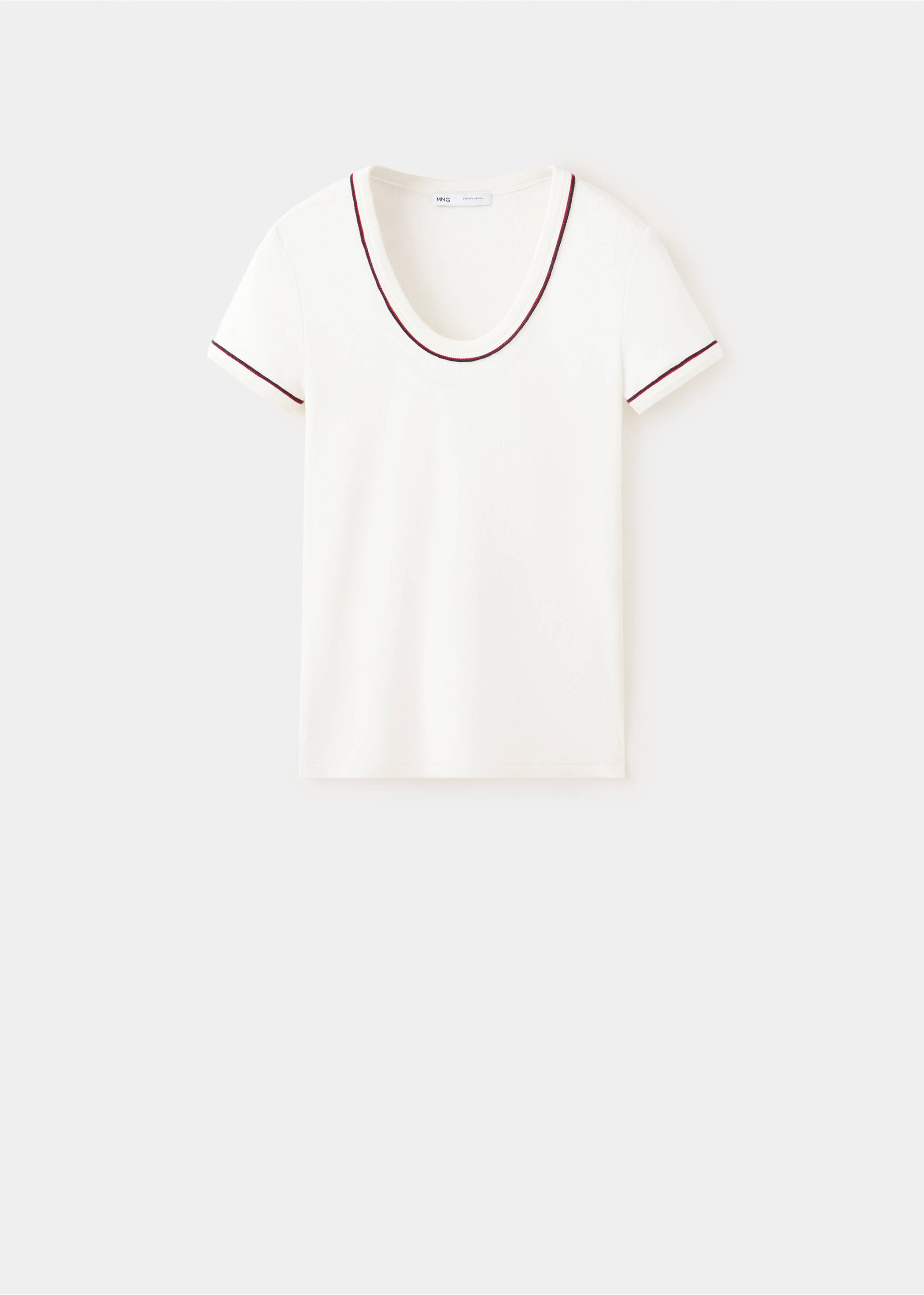 Ribbed t-shirt with piping - Article without model, White. Ref: 37016014-00.