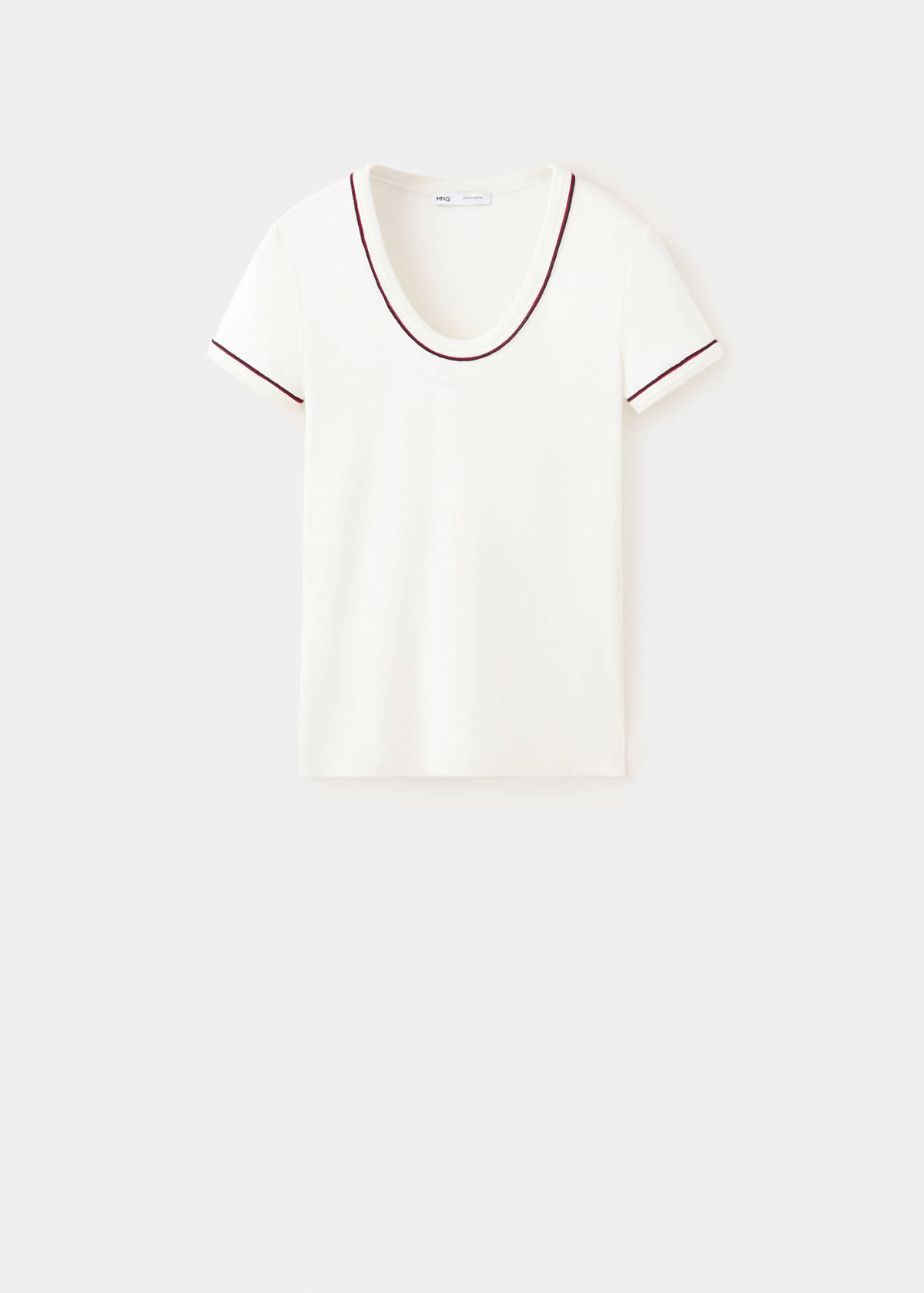 Ribbed t-shirt with piping — White