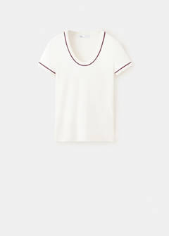 Ribbed t-shirt with piping — White 5