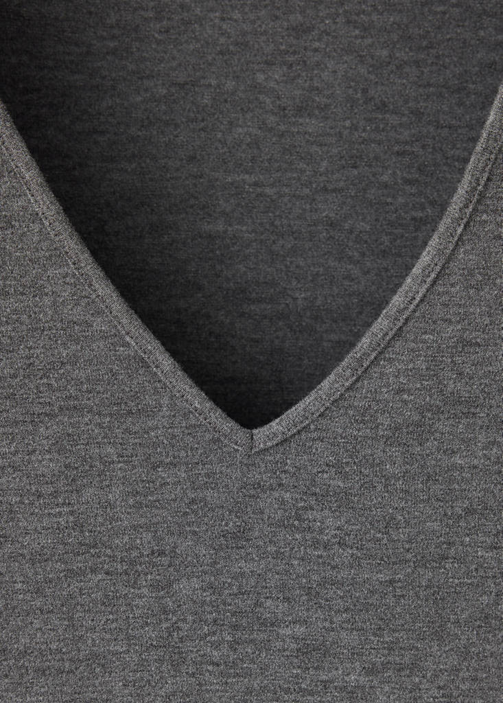 Fitted V-neck T-shirt — Dark Heather Grey