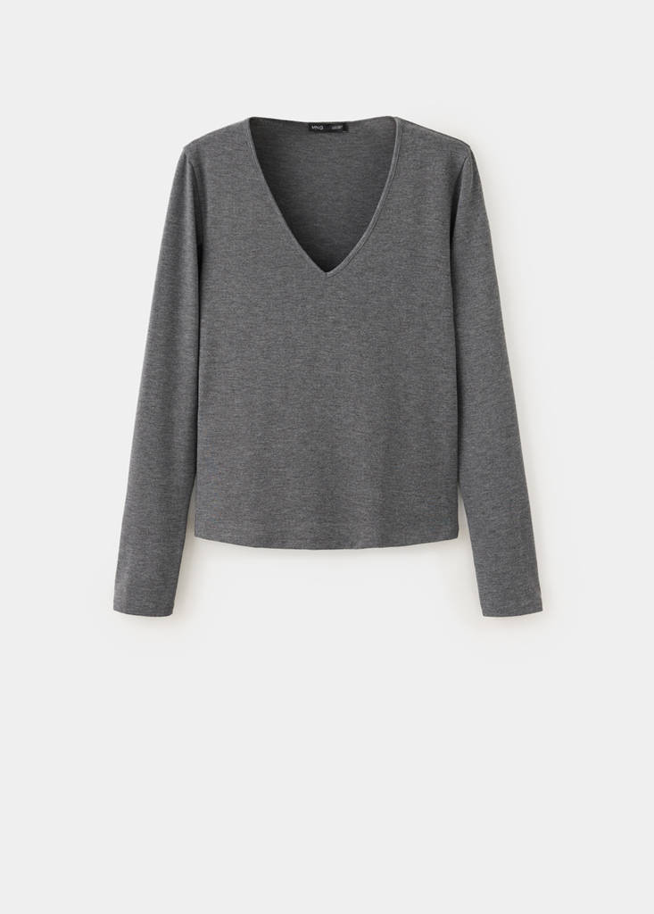 Fitted V-neck T-shirt — Dark Heather Grey