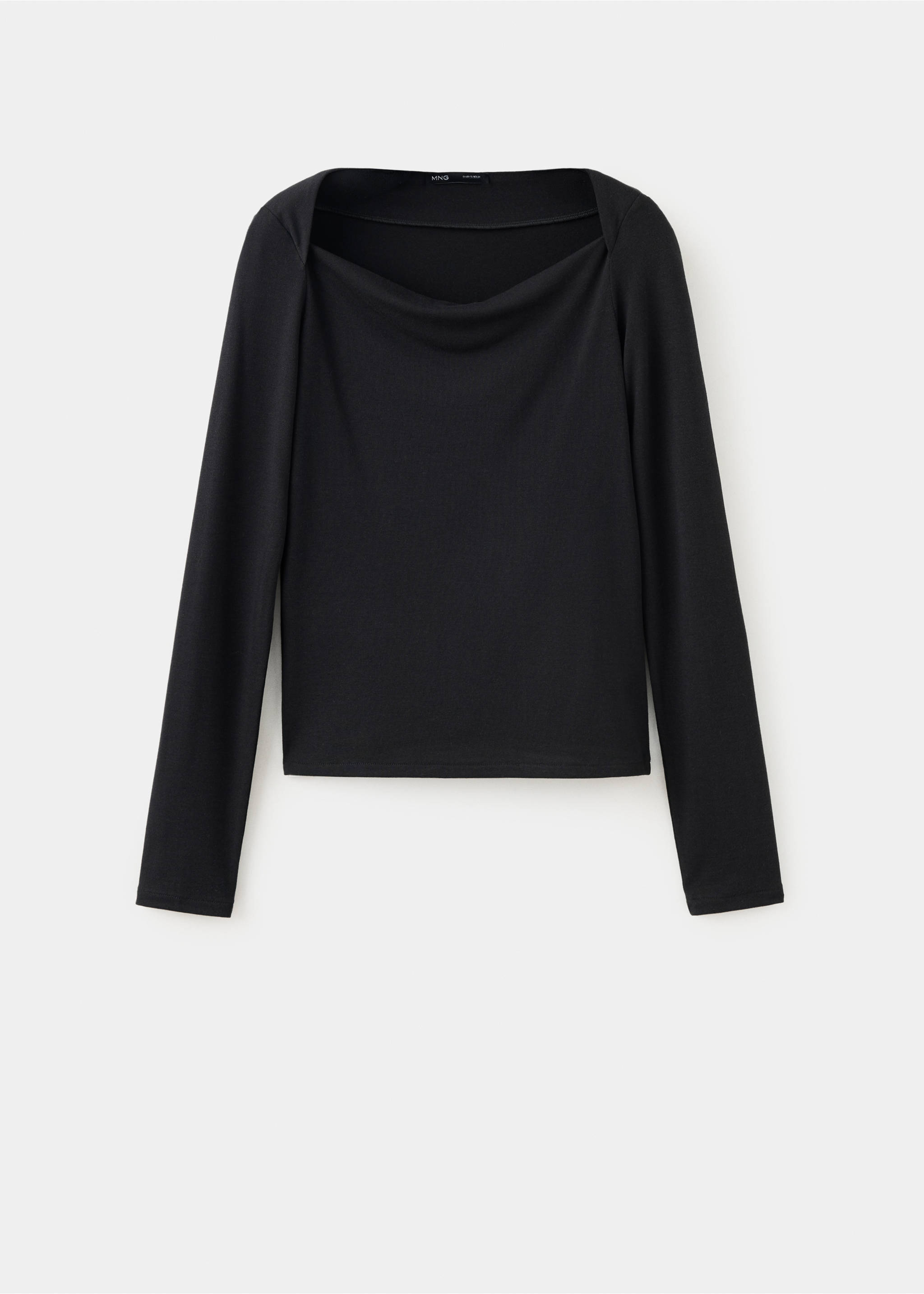 Boat-neck fitted t-shirt - Article without model, Black. Ref: 37016016-00.