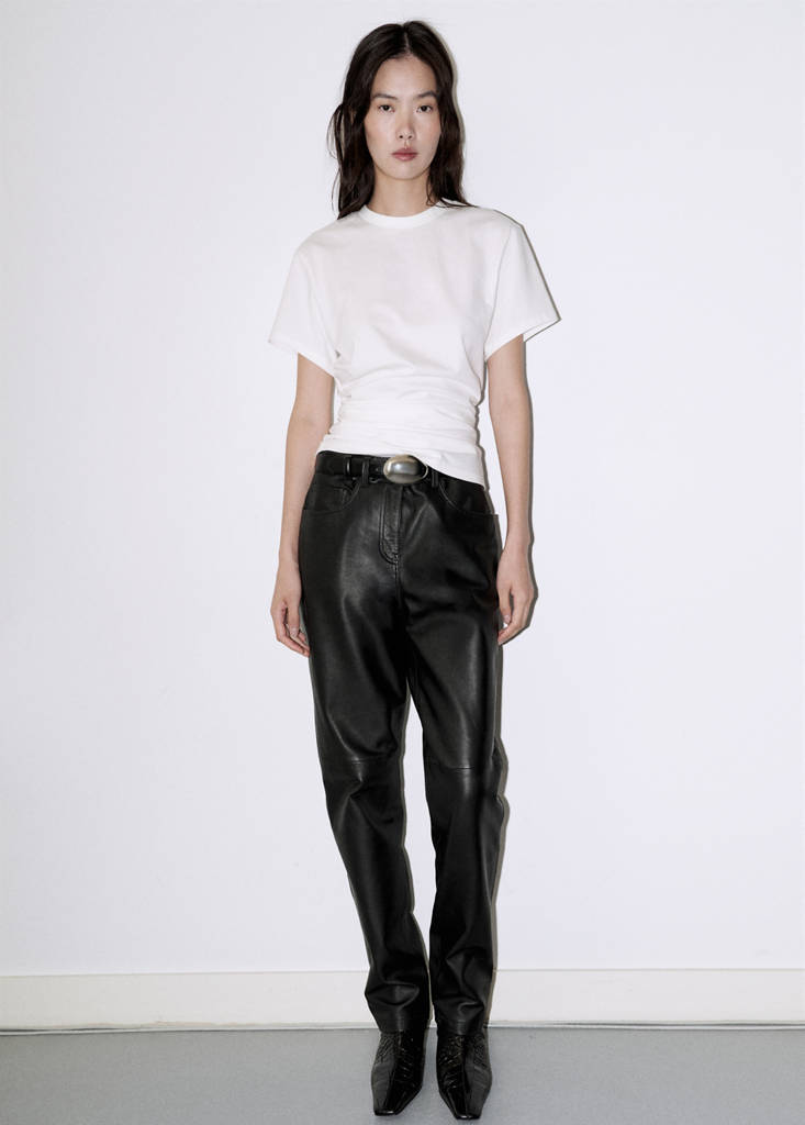 Gathered cotton t-shirt — White