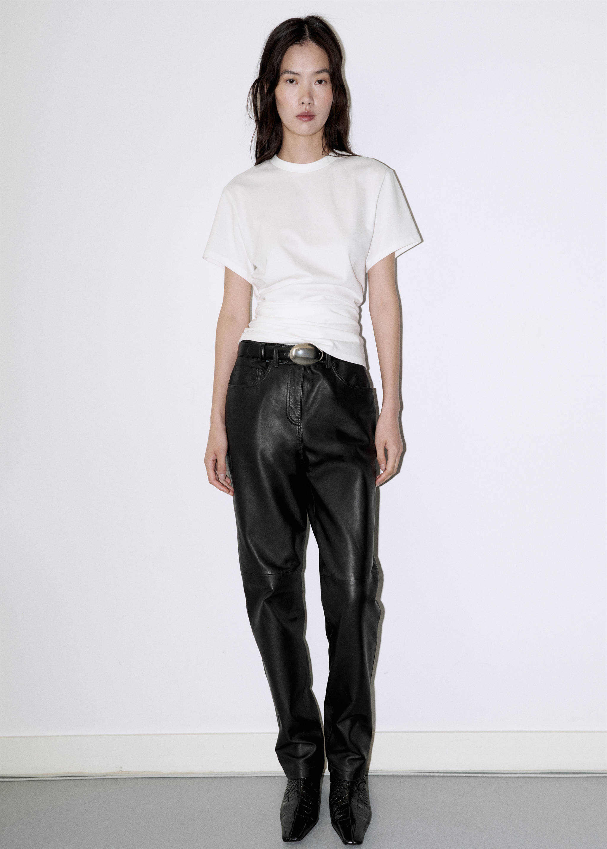 Gathered cotton t-shirt - General plane