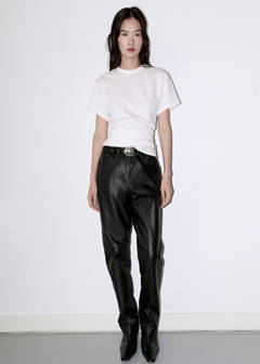 Gathered cotton t-shirt — White 2