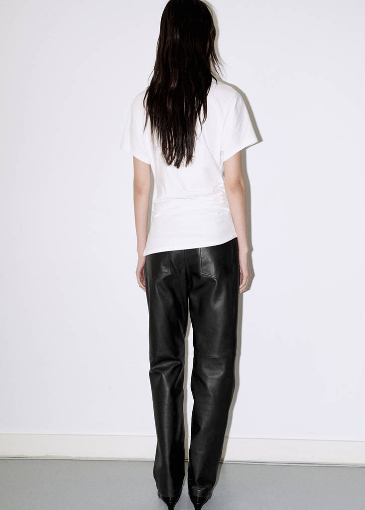 Gathered cotton t-shirt — White