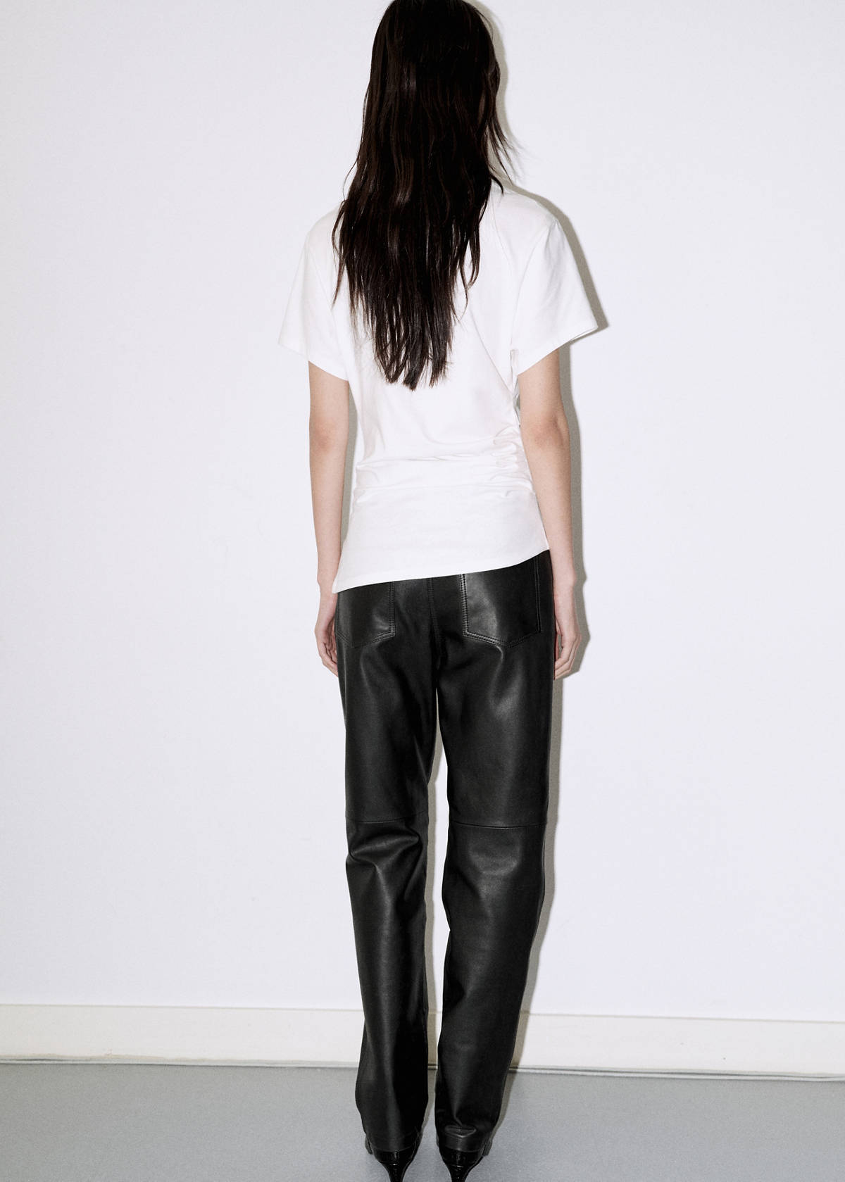 Gathered cotton t-shirt — White