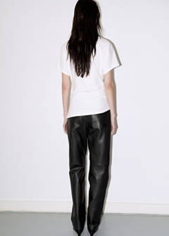 Gathered cotton t-shirt — White 3